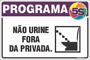 Placa de programa 5s não urine  fora da privada.