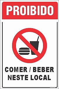 Placa de proibido comer ou beber neste local