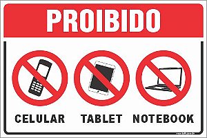Placa de proibido celular tablet notebook