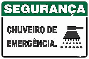Placa de segurança chuveiro de  emergência