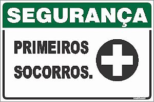 Placa de segurança primeiros  socorros.