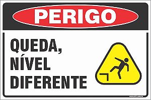 Placa de perigo queda, nível diferente