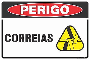 Placa de perigo correias