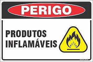 Placa de perigo produtos inflamáveis