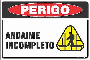 Placa de perigo andaime incompleto