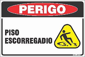 Placa de perigo piso escorregadio