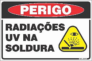 Placa de perigo radiações  uv na  soldura