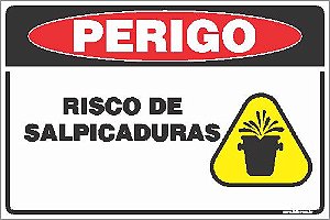 Placa de perigo risco de salpicaduras
