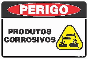 Placa de perigo produtos corrosivos