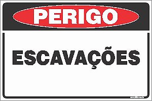 Placa de perigo escavações