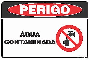 Placa de perigo água contaminada