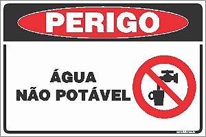 Placa de perigo água não potável
