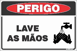 Placa de perigo lave as mãos