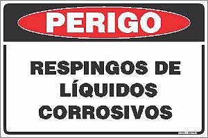 Placa de perigo respingos de líquidos corrosivos