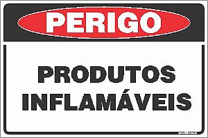 Placa de perigo produtos inflamáveis