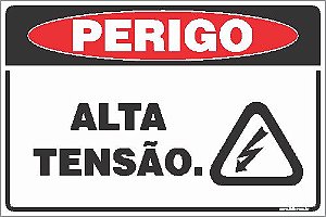 Placa de perigo alta  tensão.