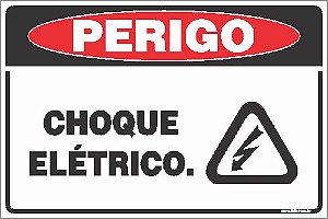 Placa de perigo choque elétrico.