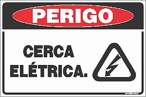 Placa de perigo cerca elétrica.