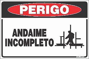 Placa de perigo andaime incompleto