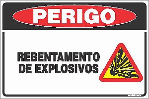 Placa de perigo rebentamento de explosivos
