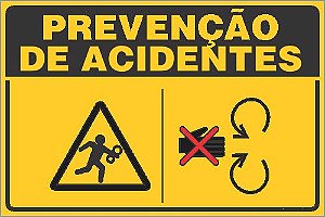 Placa de prevenção de acidente cuidado risco de ser puxado pela maquina