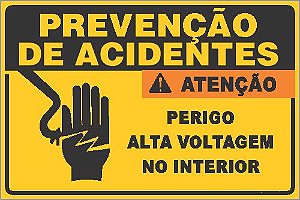 Placa de prevenção de acidente perigo  alta voltagem no interior