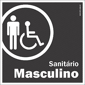 Placa de banheiro sanitário com acessibilidade para homens cadeirantes