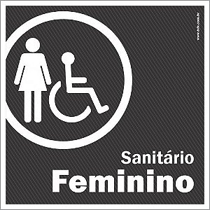 Placa de banheiro sanitário com acessibilidade para mulheres cadeirantes