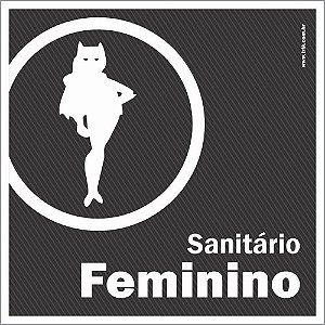 Placa de banheiro sanitário feminino mulher gato