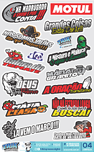 Cartela 18 de Adesivos Tuning Individual Stickers Moto Carro Bike