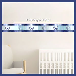Faixa Adesiva decorativa para quarto infantil coroa azul