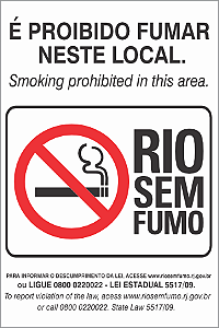 Placa de leis é proibido fumar neste local rio sem fumo eu respeito smoking prohibited in this area