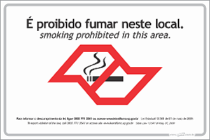 Placa de leis é proibido fumar neste local rio sem fumo eu respeito smoking prohibited in this area LEI