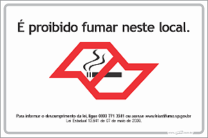 Placa de leis é proibido fumar neste local