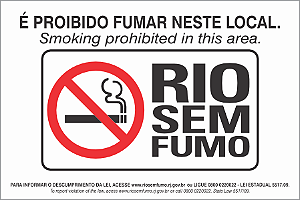 Placa de leis proibido fumar neste local para informar o descumprimento da lei
