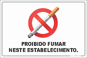 Placa de leis proibido fumar neste estabelecimento