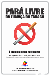 Placa de leis pará livre da fumaça do tabaco