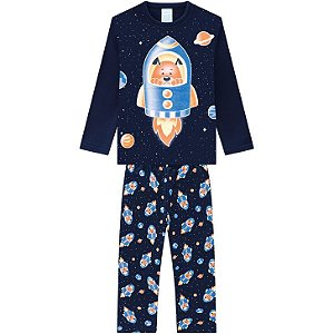 Pijama Cachorrinho No Foguete Azul Marinho Kyly