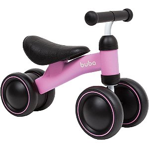 Bicicleta de Equilíbrio Infantil Sem Pedal 4 Rodas Rosa Buba