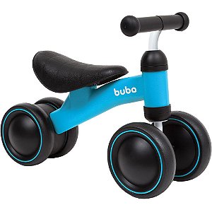 Bicicleta de Equilíbrio Infantil Sem Pedal 4 Rodas Azul Buba