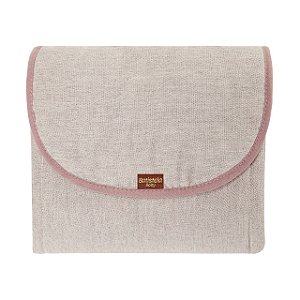 Trocador Portátil Linho Rose Forro Impermeável C/ Bolsos