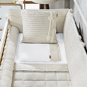 Kit Berço 9 Pçs Em Linho Bege Menino Menina Batistela Baby