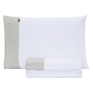 Jogo De Lençol Em Linho Cinza 3Pçs Menina Menino Batistela