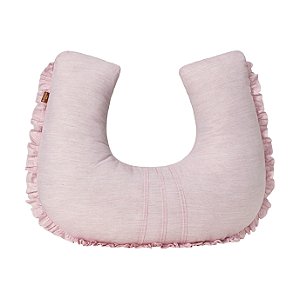 Almofada Amamentação Apoio de Amamentar Linho Rosa Mescla