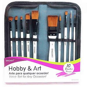 Estojo Pincéis Hobby & Art com 10