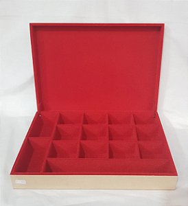 Caixa Flocada com 15 Divisórias Vermelha