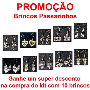PROMOÇÃO 10 BRINCOS PASSARINHO - BIJUTERIA