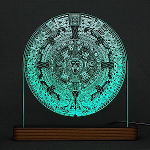 Calendário Asteca (Pedra do Sol) - Luminária Acrílico e Led