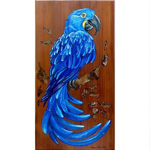 Arara-azul - arte em madeira Bio & Mãe Terra