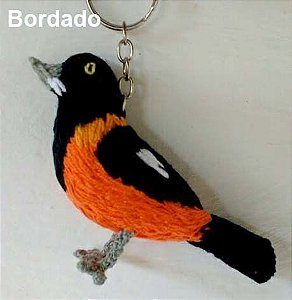 Corrupião - chaveiro Pássaros Caparaó bordado